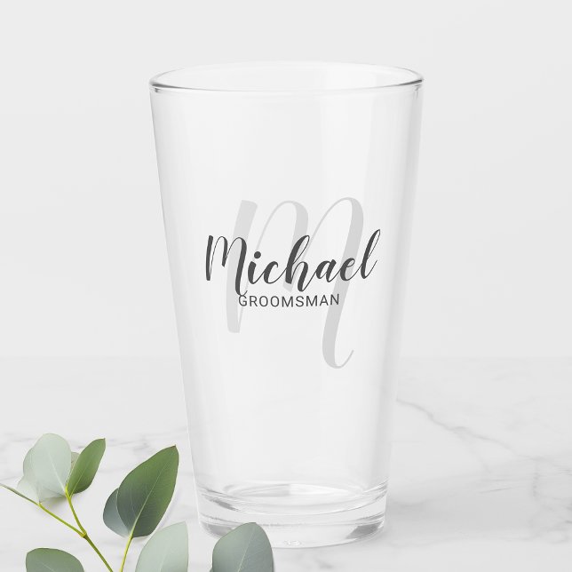 Modern Script Personalised Groomsmen Glass (Creator Uploaded)
