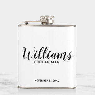 Modern Script Personalised Groomsmen Hip Flask