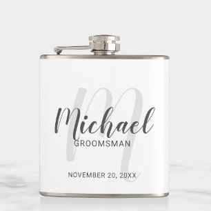 Modern Script Personalised Groomsmen Hip Flask