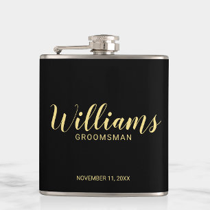 Modern Script Personalised Groomsmen Hip Flask