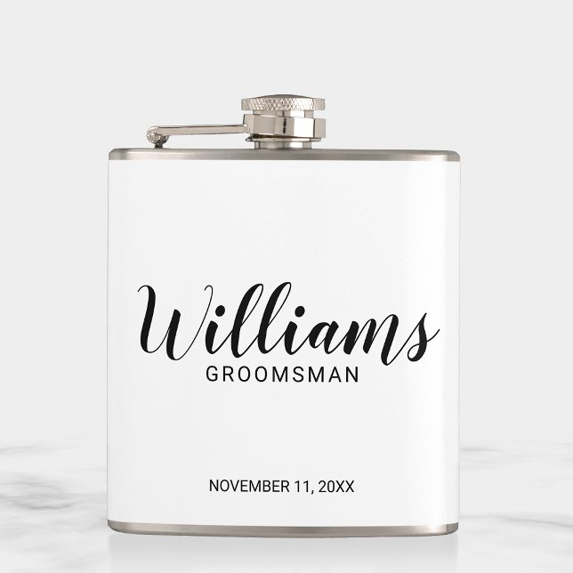 Modern Script Personalised Groomsmen Hip Flask (Creator Uploaded)