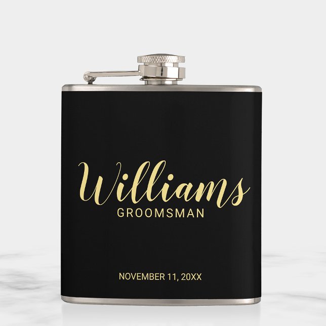 Modern Script Personalised Groomsmen Hip Flask (Creator Uploaded)