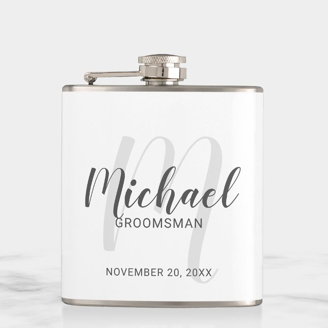 Modern Script Personalised Groomsmen Hip Flask (Creator Uploaded)