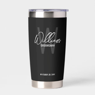 Modern Script Personalised Groomsmen Insulated Tumbler