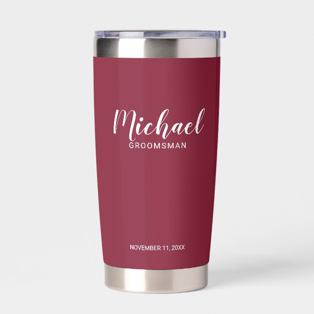 Modern Script Personalised Groomsmen Insulated Tumbler (Left)