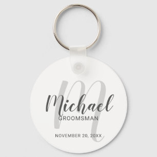 Modern Script Personalised Groomsmen Key Ring