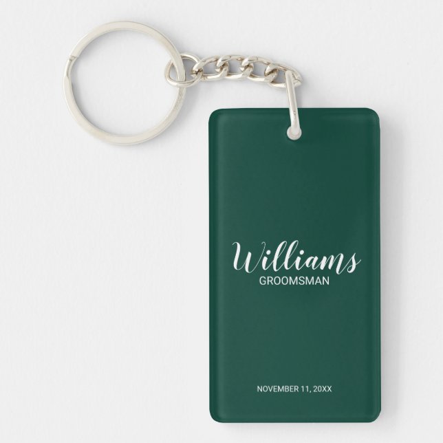 Modern Script Personalised Groomsmen Key Ring (Front)