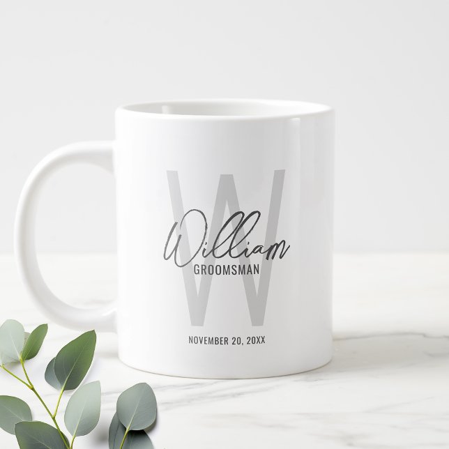 Modern Script Personalised Groomsmen Large Coffee Mug (Creator Uploaded)