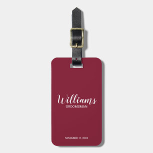 Modern Script Personalised Groomsmen Luggage Tag