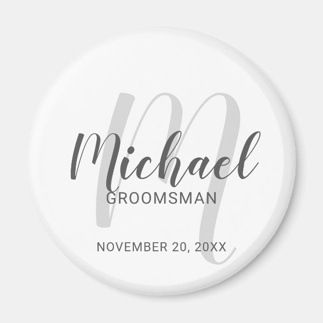 Modern Script Personalised Groomsmen Magnet (Front)