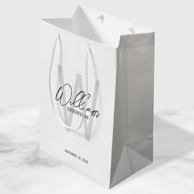 Modern Script Personalised Groomsmen Medium Gift Bag (Creator Uploaded)