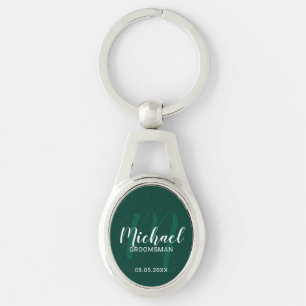 Modern Script Personalised Groomsmen Monogram&Name Key Ring