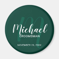 Modern Script Personalised Groomsmen Monogram&Name