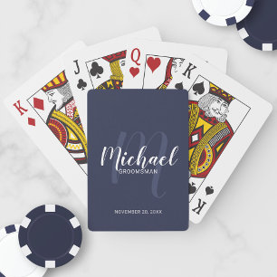 Modern Script Personalised Groomsmen Playing Cards