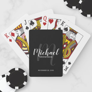 Modern Script Personalised Groomsmen Playing Cards