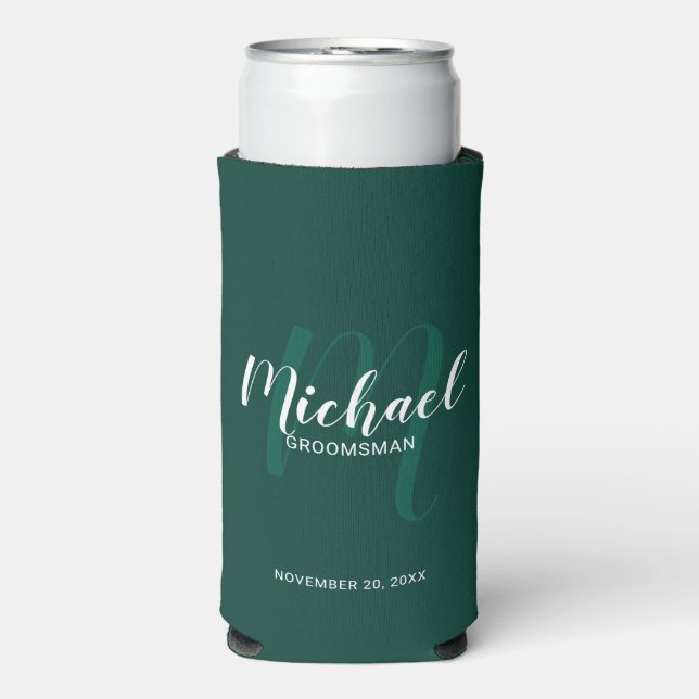 Modern Script Personalised Groomsmen Seltzer Can C Cooler (Seltzer Front)