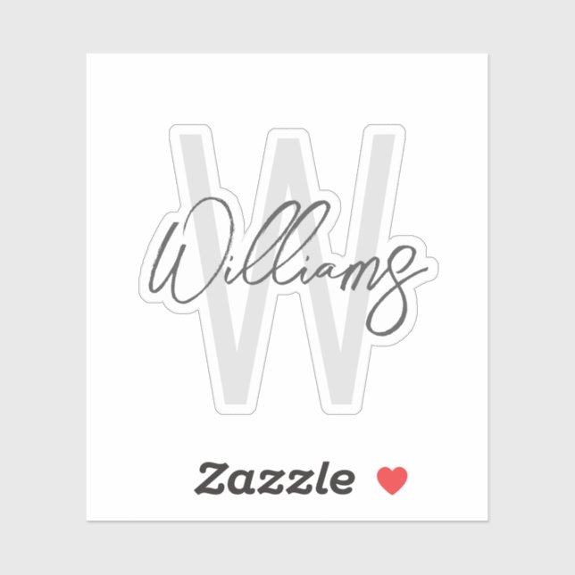 Modern Script Personalised Monogram and Name (Sheet)