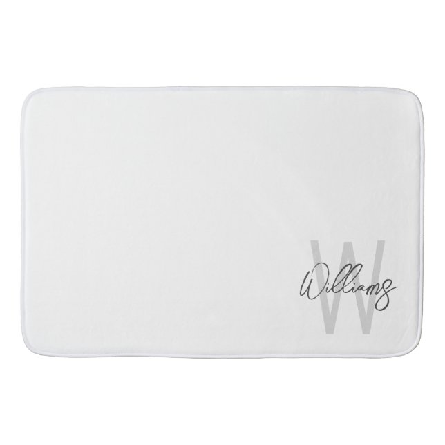 Modern Script Personalised Monogram and Name Bath Mat (Front)