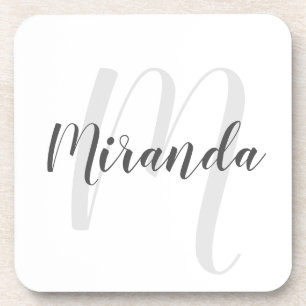 Modern Script Personalised Monogram and Name Coaster