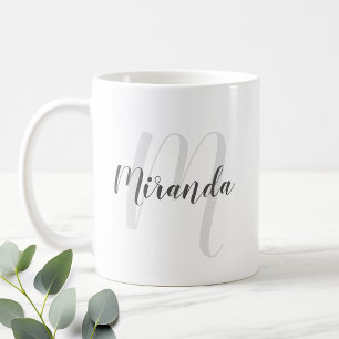 Modern Script Personalised Monogram and Name Coffe Coffee Mug