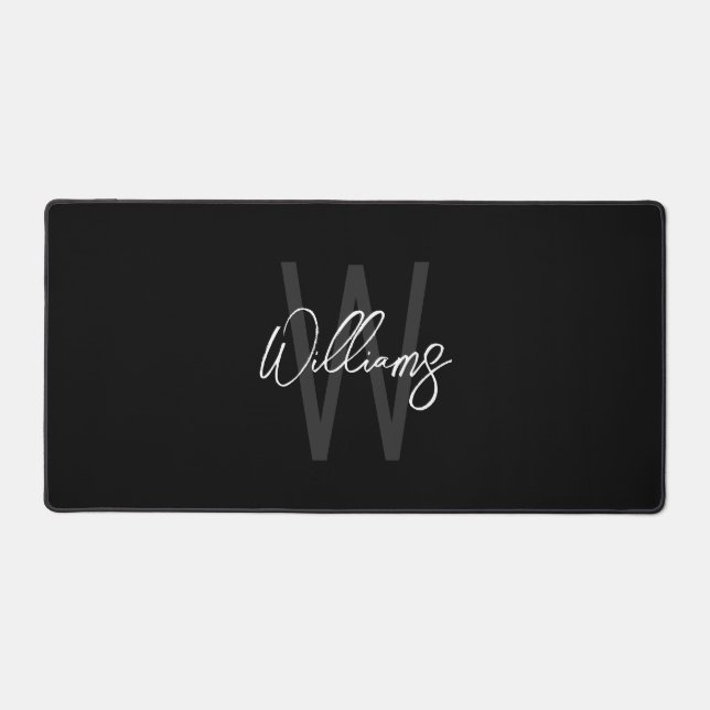 Modern Script Personalised Monogram and Name Desk Mat (Front)