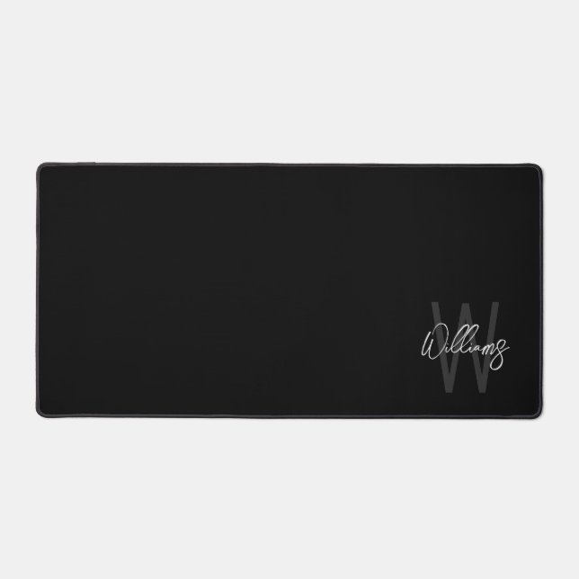 Modern Script Personalised Monogram and Name Desk Mat (Front)
