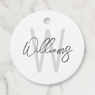Modern Script Personalised Monogram and Name Favour Tags