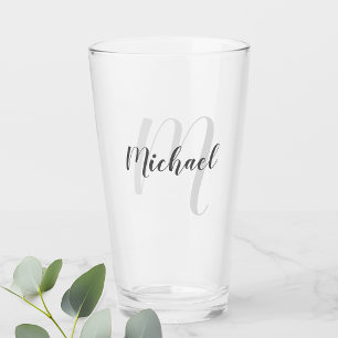 Modern Script Personalised Monogram and Name Glass