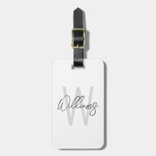 Modern Script Personalised Monogram and Name Luggage Tag