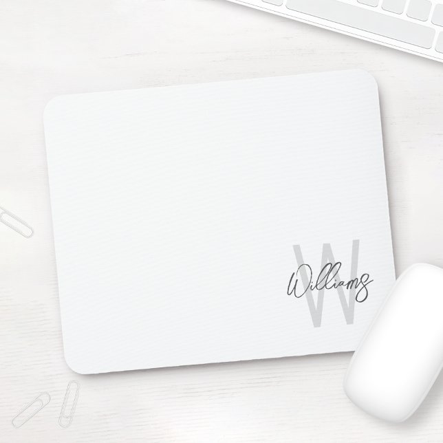 Modern Script Personalised Monogram and Name Mouse Mat (Creator Uploaded)