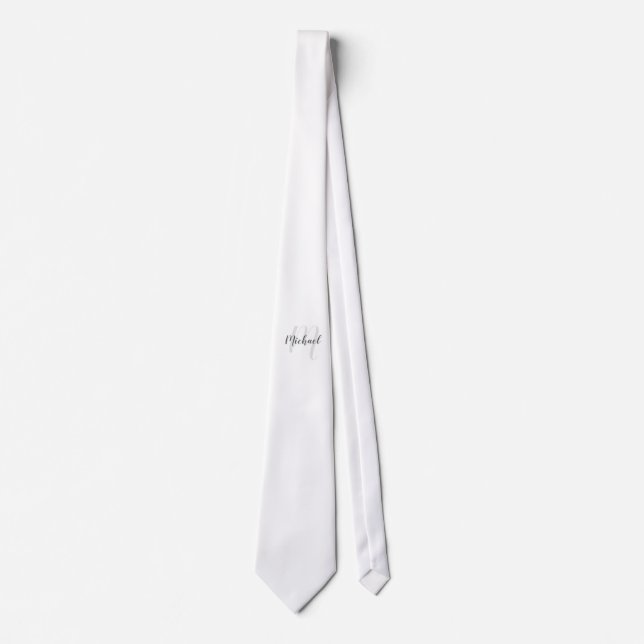 Modern Script Personalised Monogram and Name Neck  Tie (Front)