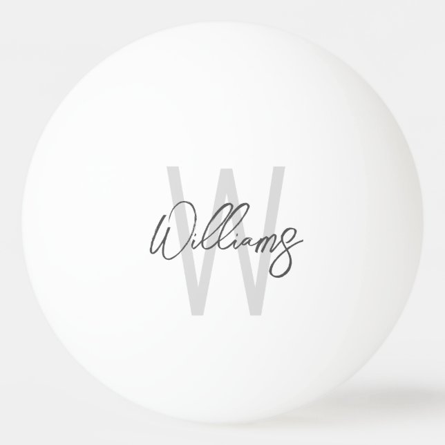 Modern Script Personalised Monogram and Name Ping Pong Ball (Front)