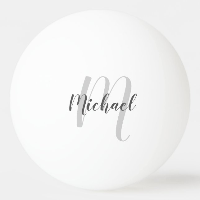 Modern Script Personalised Monogram and Name Ping Pong Ball (Front)