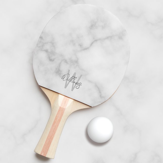 Modern Script Personalised Monogram and Name Ping Pong Paddle (Creator Uploaded)