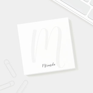 Modern Script Personalised Monogram and Name Post-it Notes