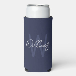 Modern Script Personalised Monogram and Name Seltz Seltzer Can Cooler