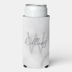 Modern Script Personalised Monogram and Name Seltzer Can Cooler