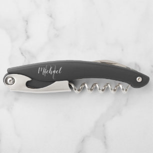 Modern Script Personalised Monogram and Name Waite Corkscrew
