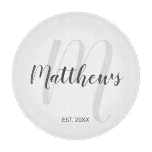 Modern Script Personalised Monogram & Family Name Cutting Board