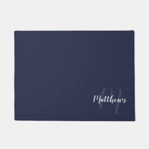 Modern Script Personalised Monogram & Family Name  Doormat