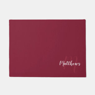 Modern Script Personalised Monogram & Family Name  Doormat