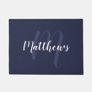 Modern Script Personalised Monogram & Family Name Doormat