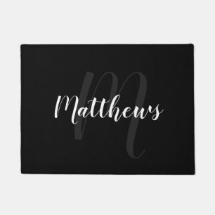 Modern Script Personalised Monogram & Family Name  Doormat