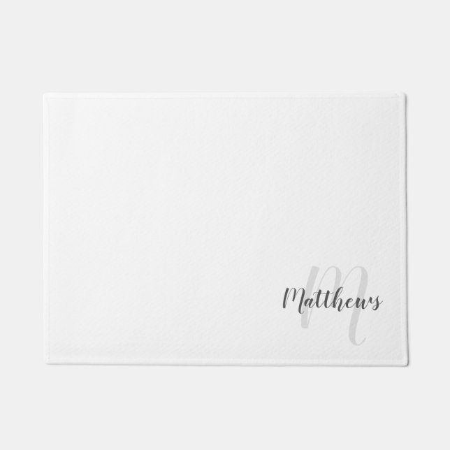 Modern Script Personalised Monogram & Family Name Doormat (Front)