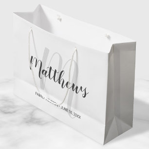 Modern Script Personalised Monogram & Family Name Large Gift Bag
