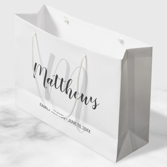 Modern Script Personalised Monogram & Family Name Large Gift Bag (Creator Uploaded)