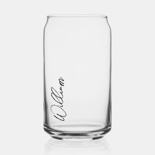 Modern Script Personalised Name Can Glass