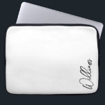 Modern Script Personalised Name Laptop Sleeve<br><div class="desc">Modern Minimalist Personalised Name Gifts
This design features personalised name in black modern handwriting script font on white background.
Perfect as holiday gifts for him, father's day gifts and gifts for any special occasions.</div>