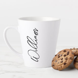 Modern Script Personalised Name Latte Mug