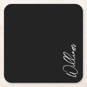 Modern Script Personalised Name Square Paper Coast Square Paper Coaster